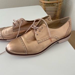 Cole Haan Oxford Shoes Cap Toe Metallic Rose Gold size 10
